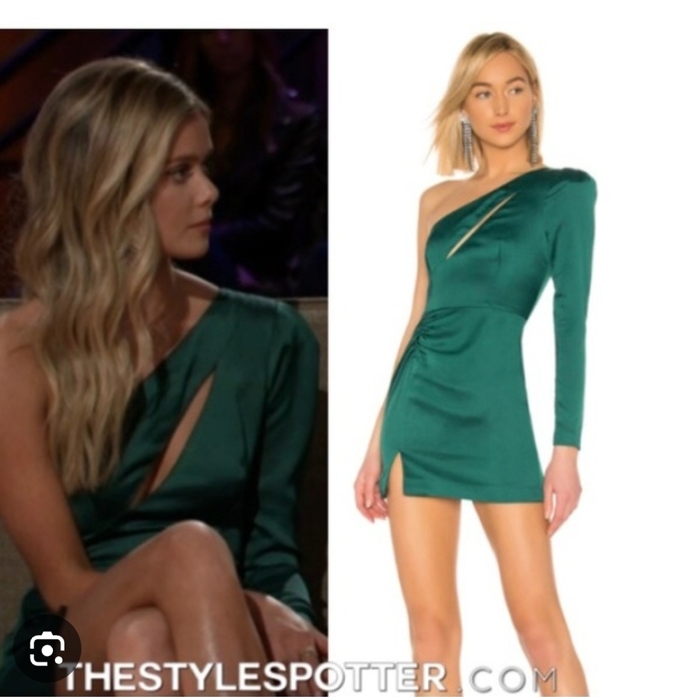 NBD Emerald One-Shoulder Long Sleeve Dress